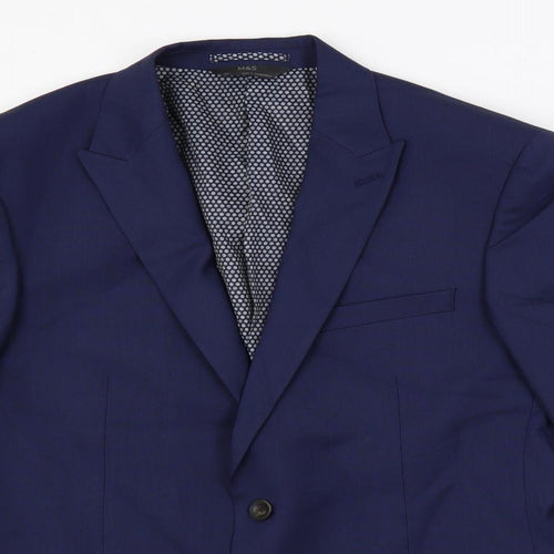Marks and Spencer Mens Blue Polyester Jacket Suit Jacket Size 40 Regular