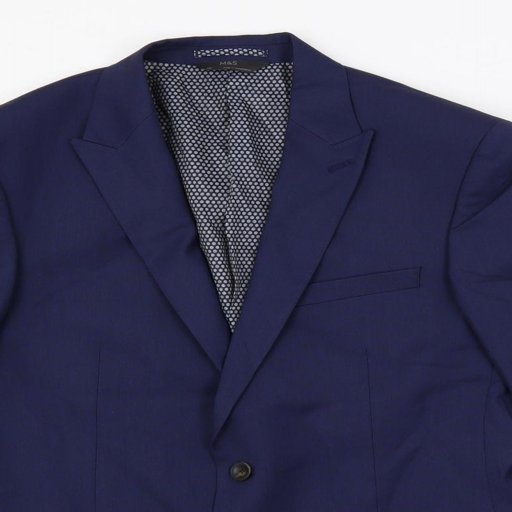Marks and Spencer Mens Blue Polyester Jacket Suit Jacket Size 40 Regular