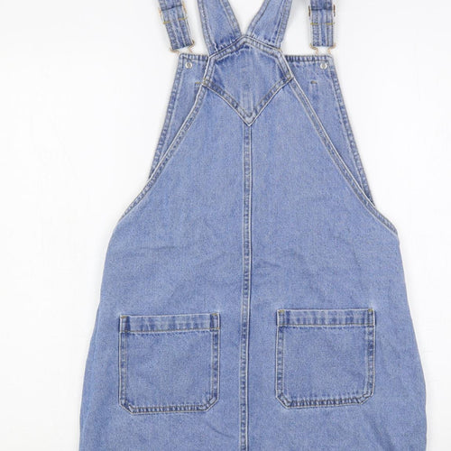 Marks and Spencer Girls Blue Cotton Pinafore/Dungaree Dress Size 13-14 Years Square Neck Button - Harry Potter