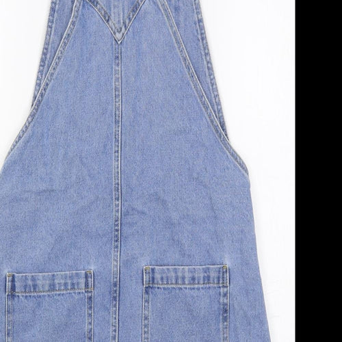 Marks and Spencer Girls Blue Cotton Pinafore/Dungaree Dress Size 13-14 Years Square Neck Button - Harry Potter