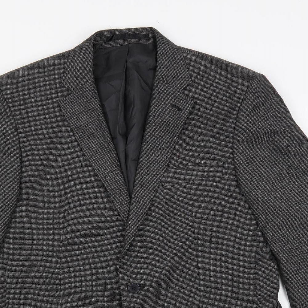 Karl Jackson Mens Grey Polyester Jacket Suit Jacket Size 40 Regular