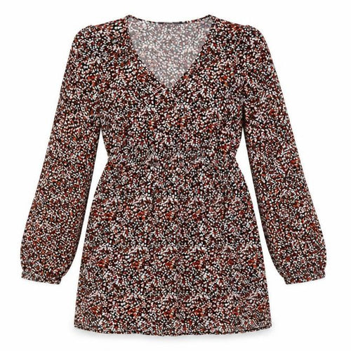 Marks and Spencer Womens Multicoloured Geometric Viscose A-Line Size 14 V-Neck Pullover - Elastic Waist
