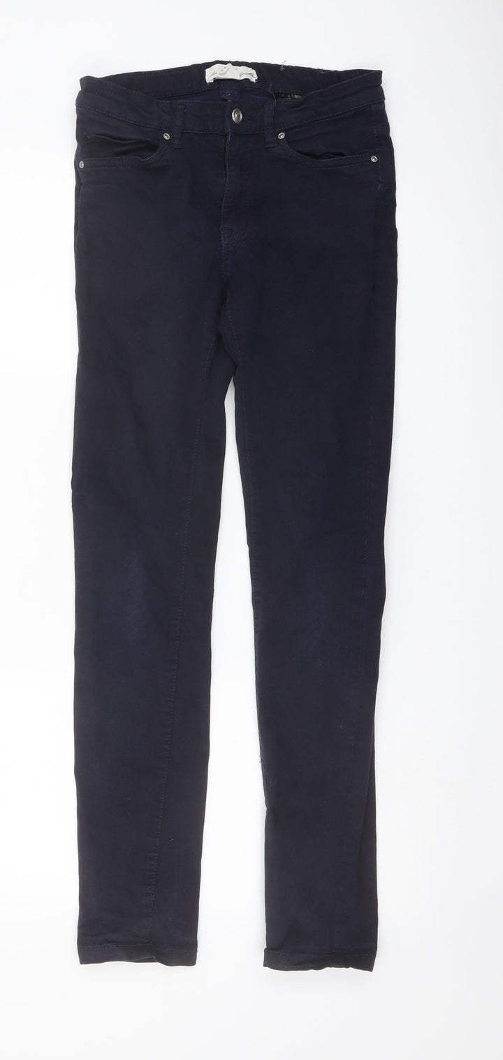 H&M Womens Blue Cotton Straight Jeans Size 8 L29 in Regular Button