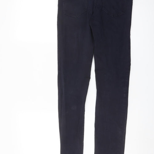 H&M Womens Blue Cotton Straight Jeans Size 8 L29 in Regular Button