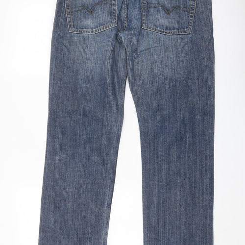 Topman Mens Blue Cotton Straight Jeans Size 34 in L30 in Slim Button