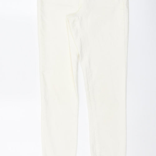 Denim & Co. Womens Ivory Cotton Skinny Jeans Size 8 L25 in Regular Button