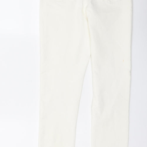 Denim & Co. Womens Ivory Cotton Skinny Jeans Size 8 L25 in Regular Button