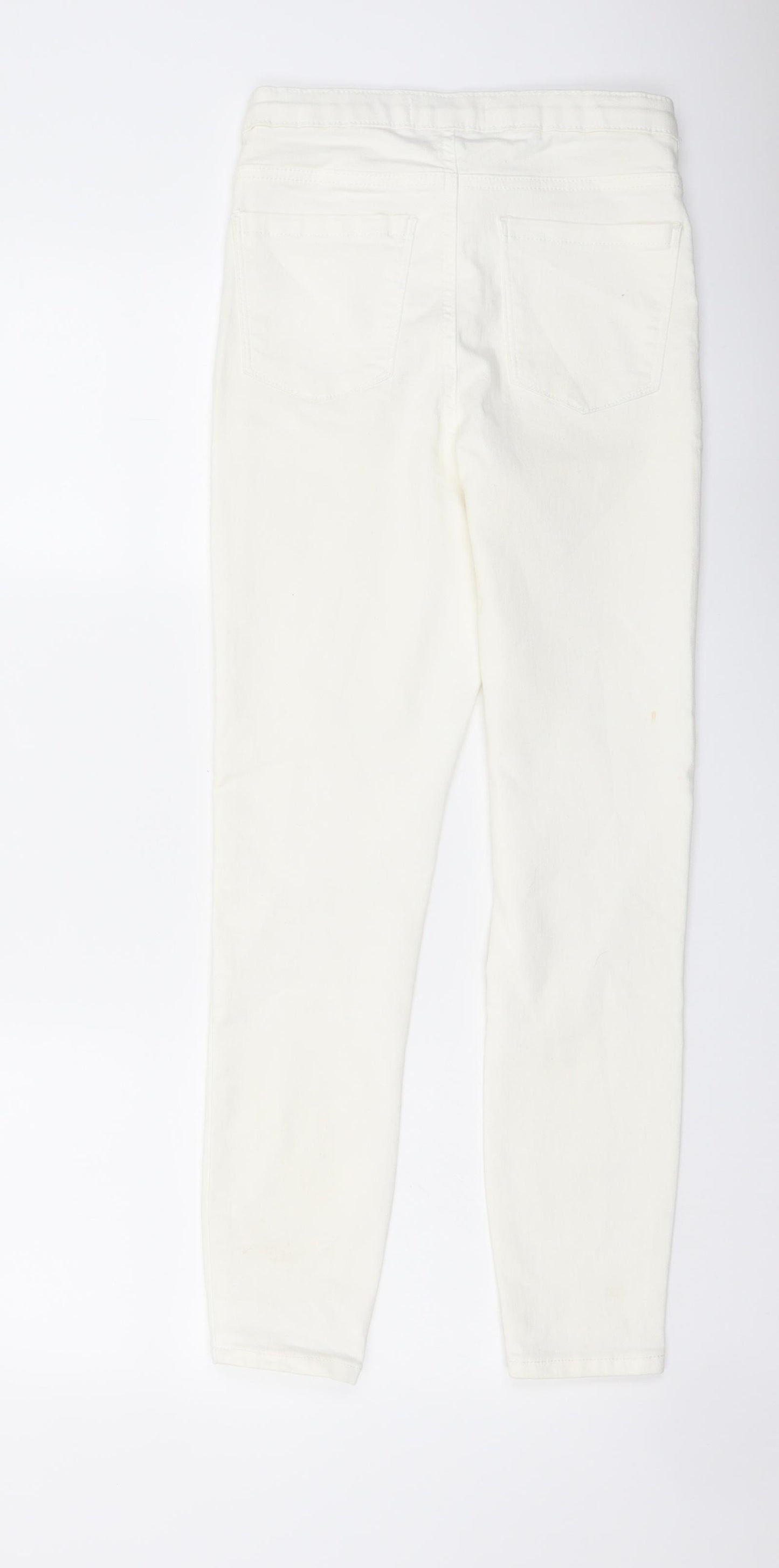 Denim & Co. Womens Ivory Cotton Skinny Jeans Size 8 L25 in Regular Button