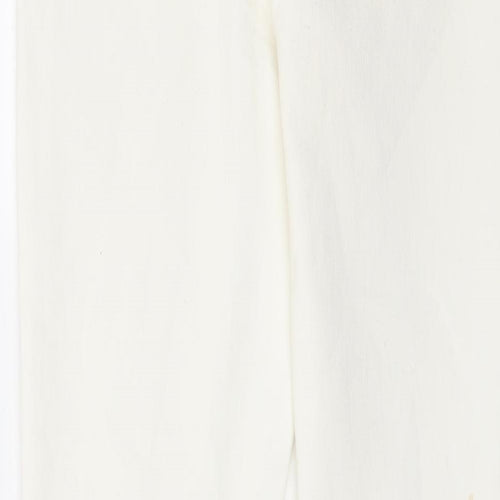 Denim & Co. Womens Ivory Cotton Skinny Jeans Size 8 L25 in Regular Button