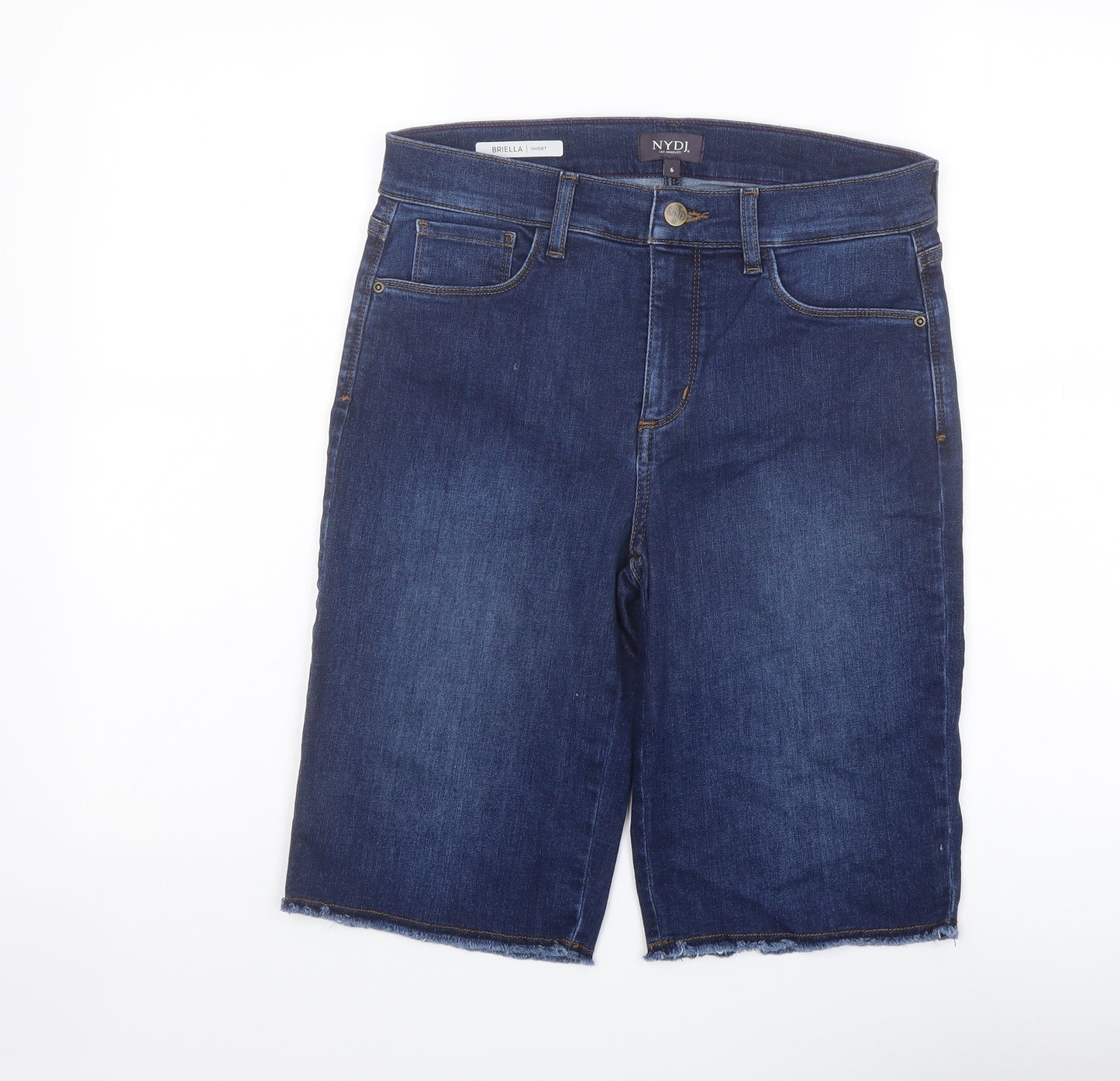 NYDJ Womens Blue Cotton Bermuda Shorts Size 6 L12 in Regular Button