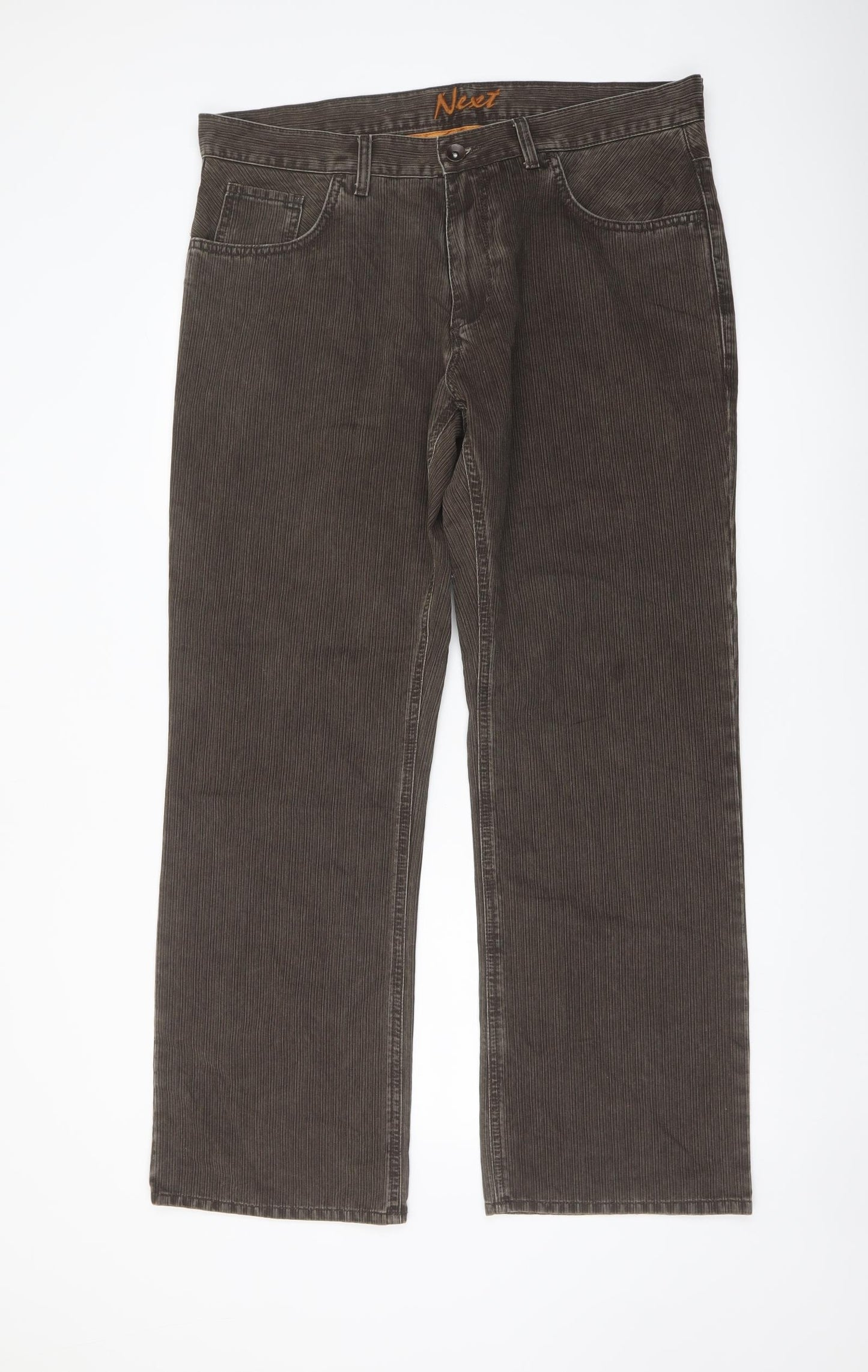 NEXT Mens Brown Cotton Straight Jeans Size 38 in L31 in Regular Button
