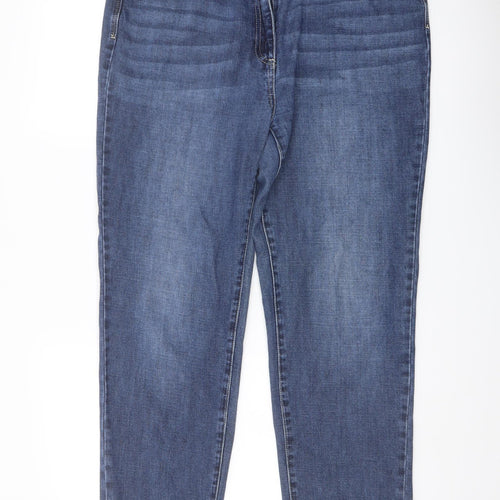 NEXT Womens Blue Cotton Straight Jeans Size 14 L29 in Regular Button