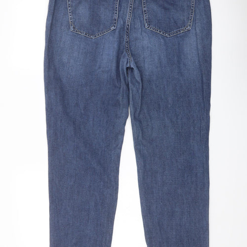 NEXT Womens Blue Cotton Straight Jeans Size 14 L29 in Regular Button