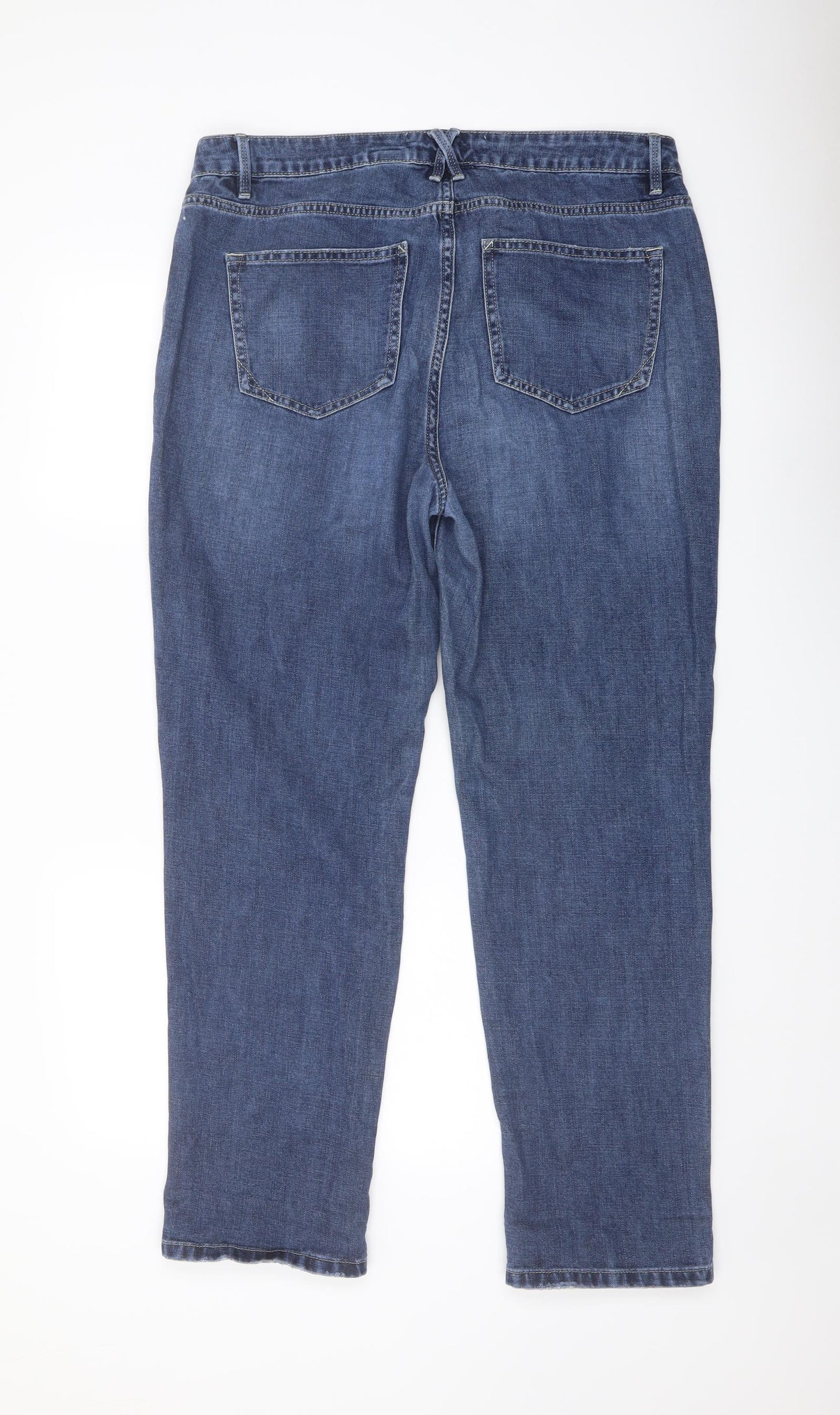 NEXT Womens Blue Cotton Straight Jeans Size 14 L29 in Regular Button