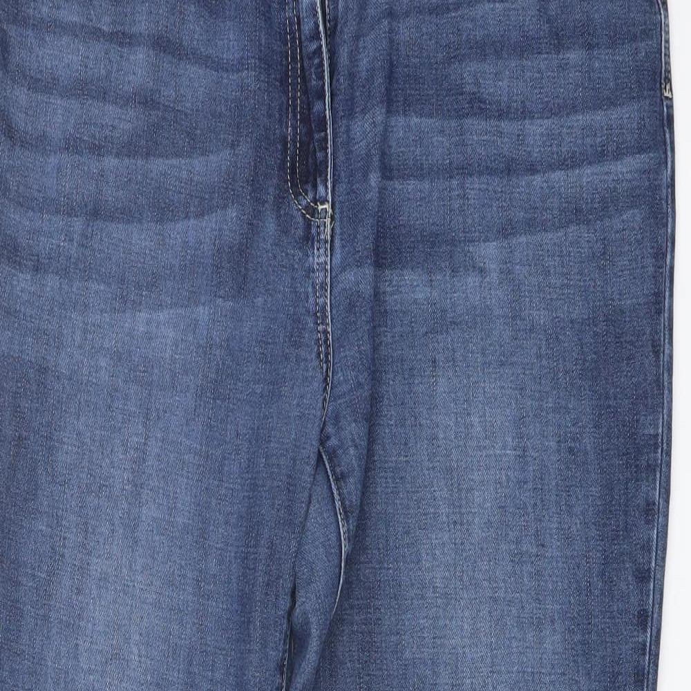 NEXT Womens Blue Cotton Straight Jeans Size 14 L29 in Regular Button