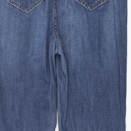 NEXT Womens Blue Cotton Straight Jeans Size 14 L29 in Regular Button