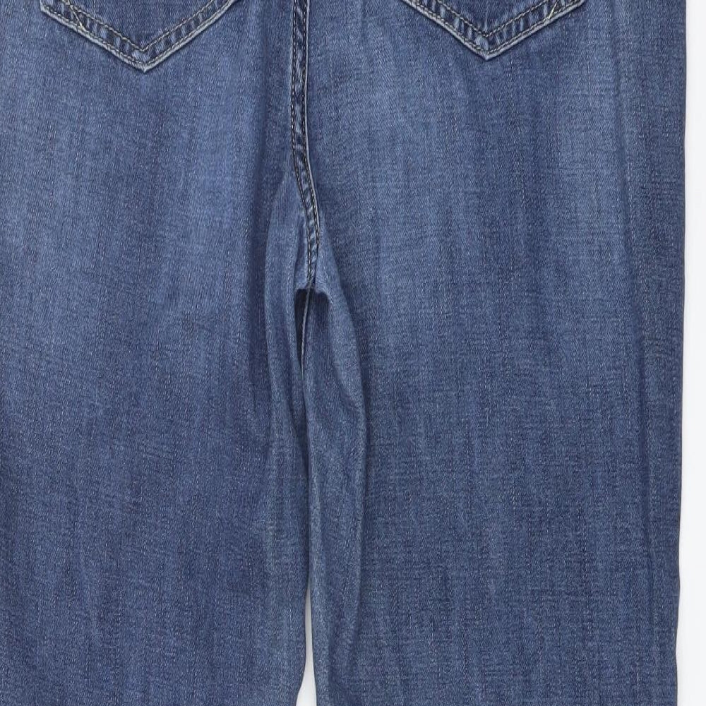 NEXT Womens Blue Cotton Straight Jeans Size 14 L29 in Regular Button