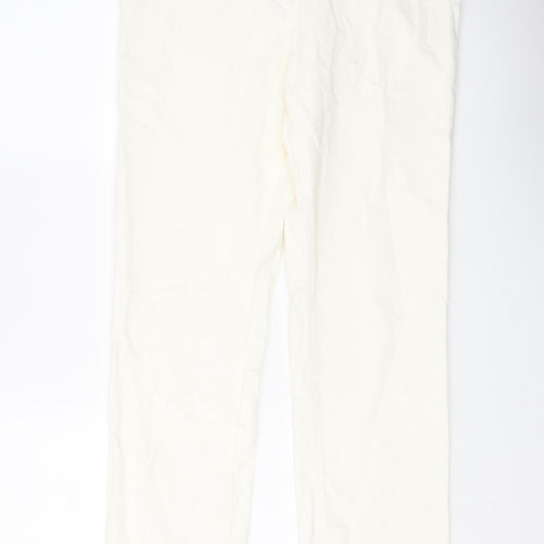 Marks and Spencer Womens Ivory Cotton Trousers Size 12 L30 in Regular Button