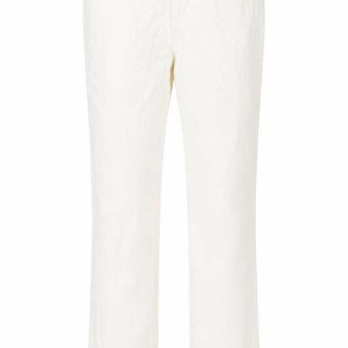 Marks and Spencer Womens Ivory Cotton Trousers Size 12 L30 in Regular Button