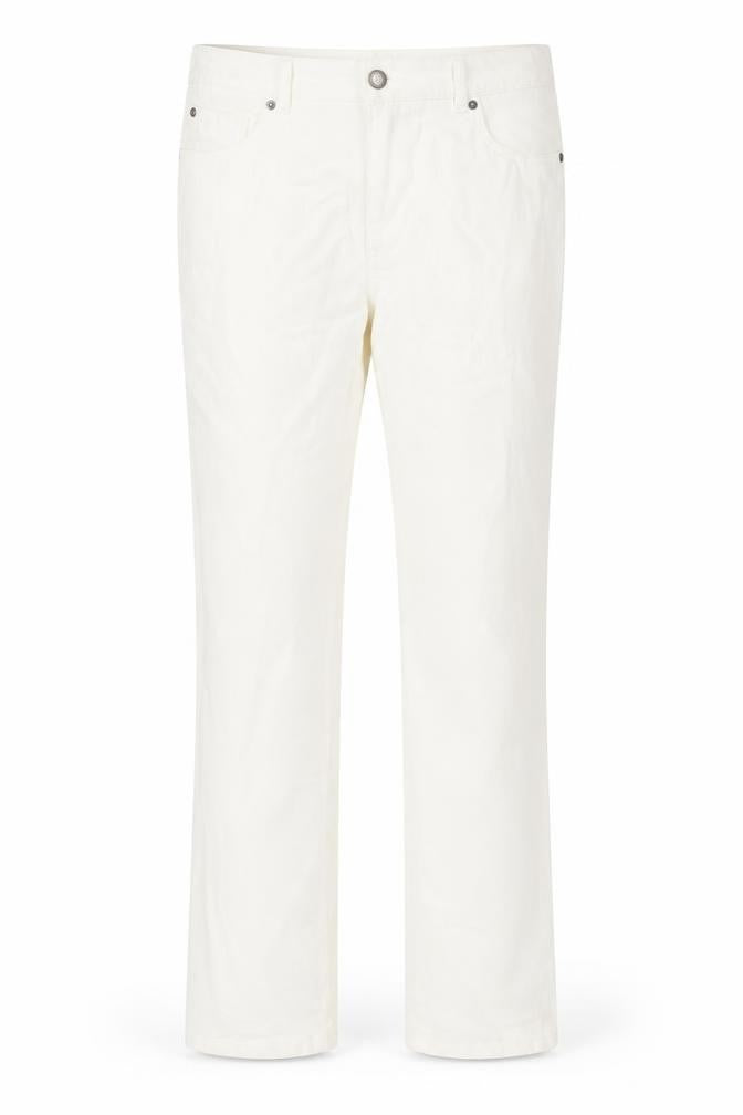 Marks and Spencer Womens Ivory Cotton Trousers Size 12 L30 in Regular Button