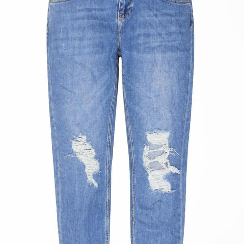 Topshop Womens Blue Cotton Mom Jeans Size 30 in L26 in Regular Button
