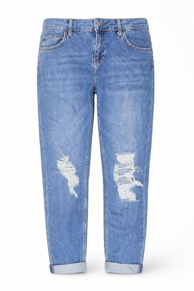 Topshop Womens Blue Cotton Mom Jeans Size 30 in L26 in Regular Button