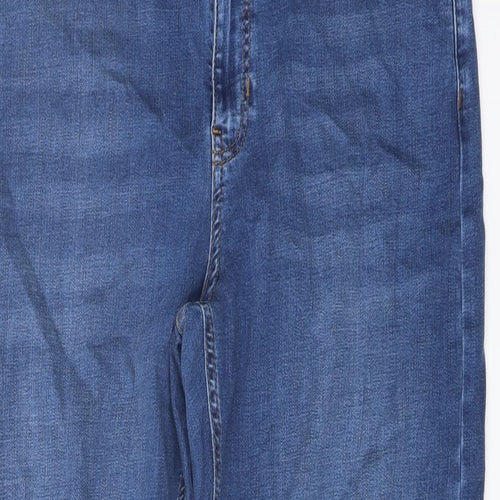 Per Una Womens Blue Cotton Straight Jeans Size 16 L29 in Regular Button
