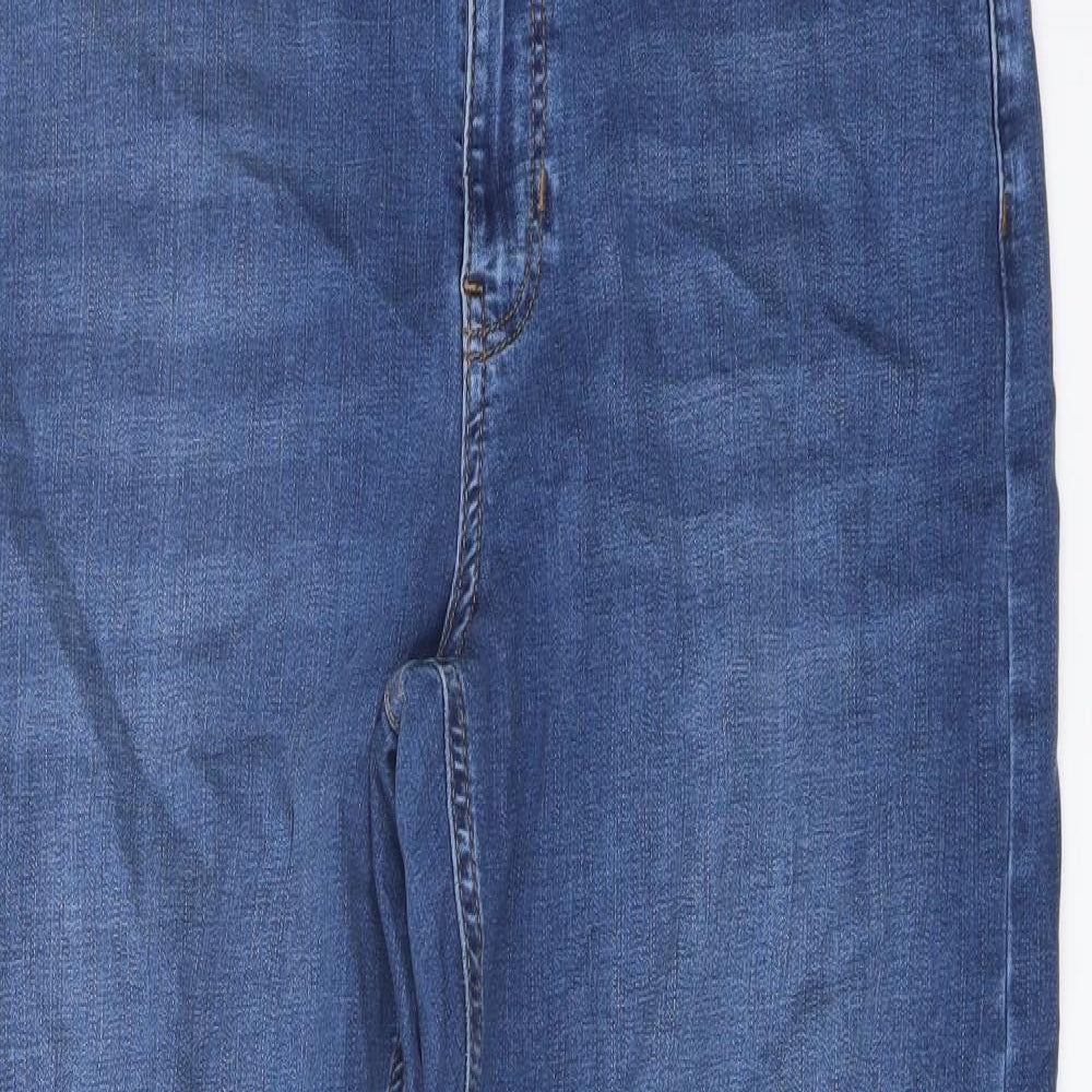 Per Una Womens Blue Cotton Straight Jeans Size 16 L29 in Regular Button