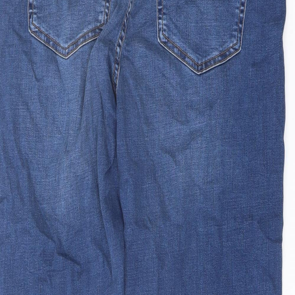 Per Una Womens Blue Cotton Straight Jeans Size 16 L29 in Regular Button