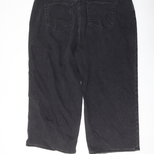 Autograph Womens Grey Cotton Wide-Leg Jeans Size 24 L26 in Regular Button