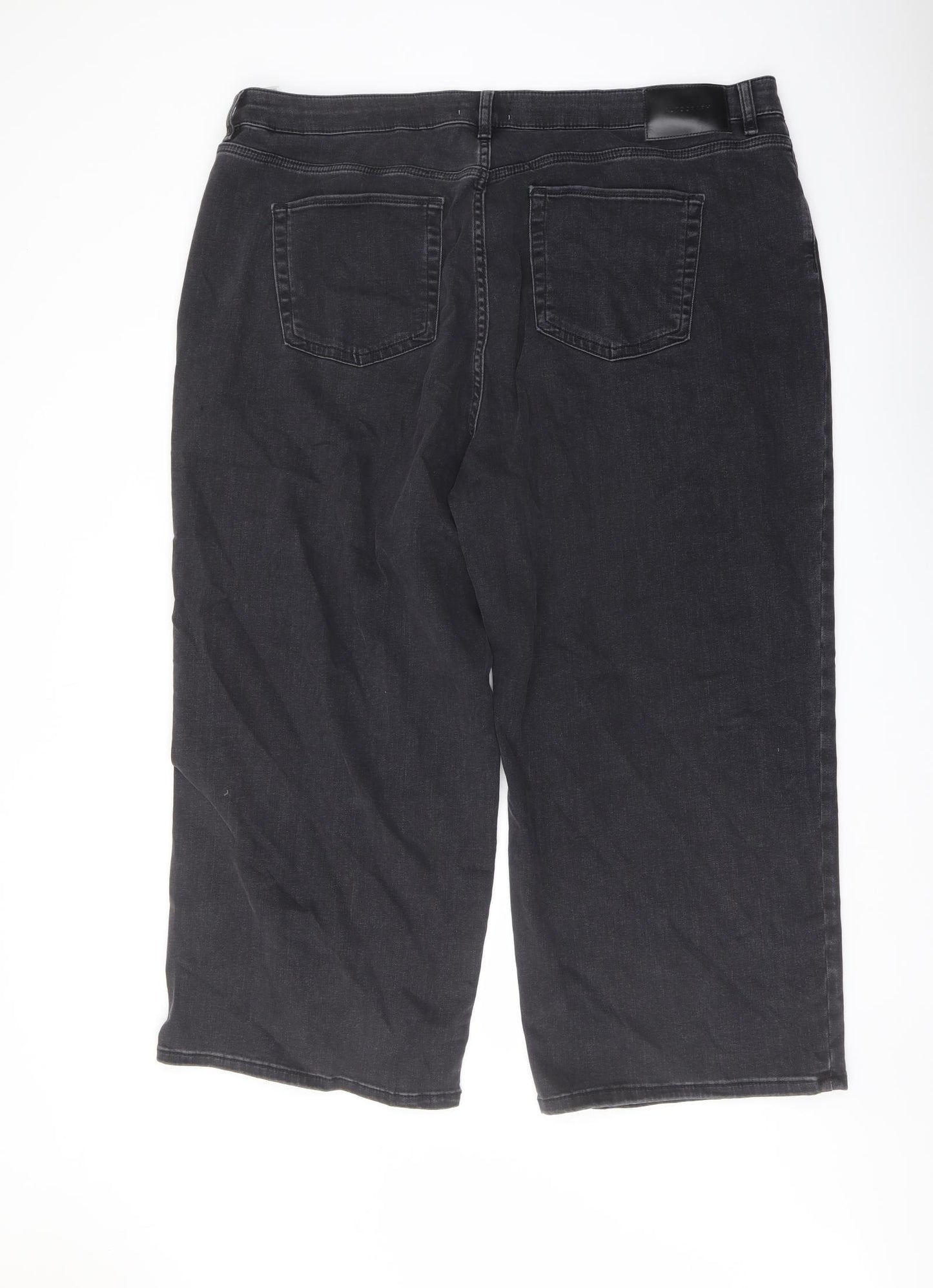 Autograph Womens Grey Cotton Wide-Leg Jeans Size 24 L26 in Regular Button