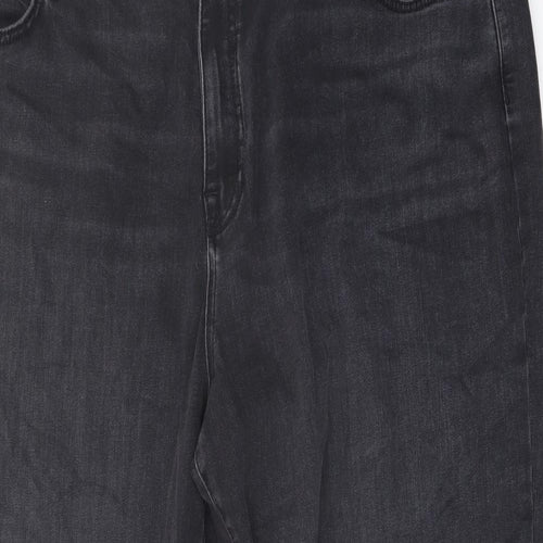 Autograph Womens Grey Cotton Wide-Leg Jeans Size 24 L26 in Regular Button