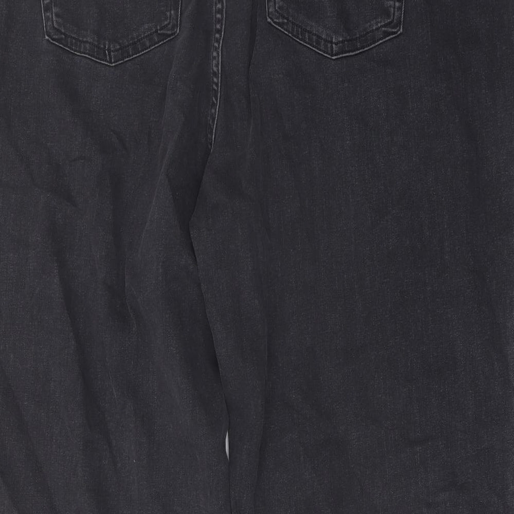 Autograph Womens Grey Cotton Wide-Leg Jeans Size 24 L26 in Regular Button