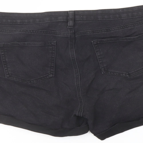Denim & Co. Womens Black Cotton Hot Pants Shorts Size 18 L4 in Regular Button