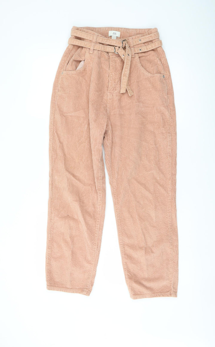 River Island Womens Pink Cotton Trousers Size 8 L24 in Regular Button