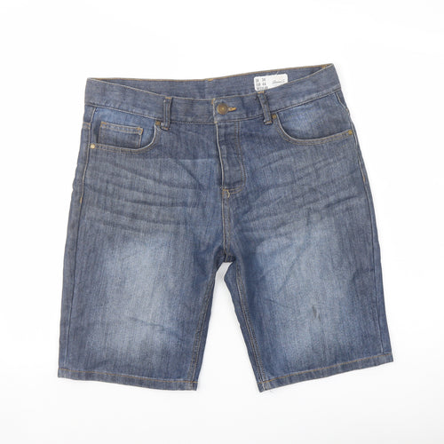 Denim & Co. Mens Blue Cotton Bermuda Shorts Size 30 in L10 in Regular Button