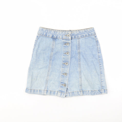 New Lok Girls Blue Cotton A-Line Skirt Size 12 Years Regular Button