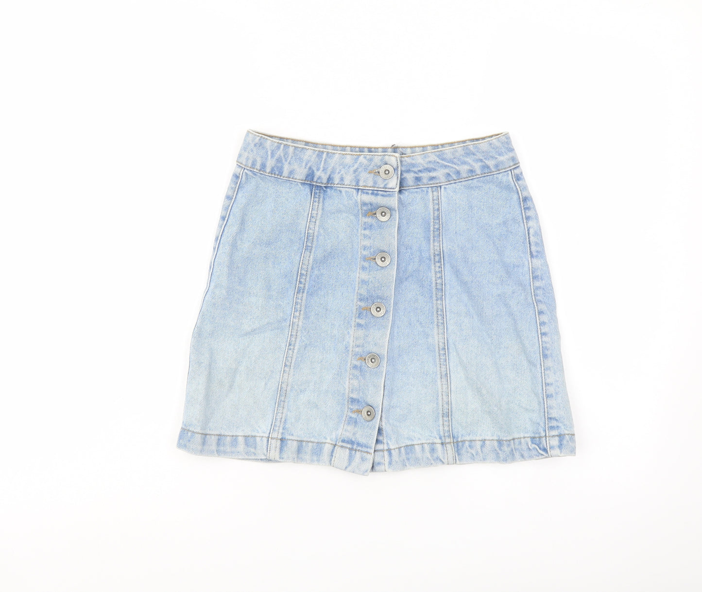 New Lok Girls Blue Cotton A-Line Skirt Size 12 Years Regular Button