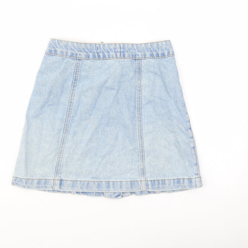 New Lok Girls Blue Cotton A-Line Skirt Size 12 Years Regular Button