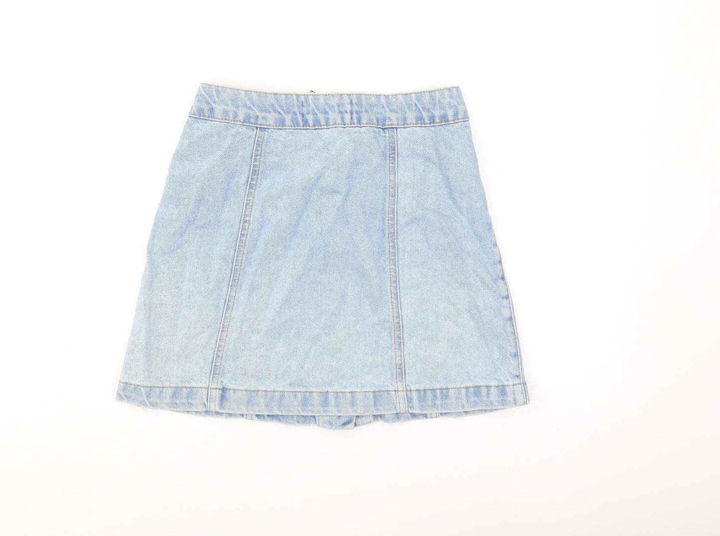 New Lok Girls Blue Cotton A-Line Skirt Size 12 Years Regular Button