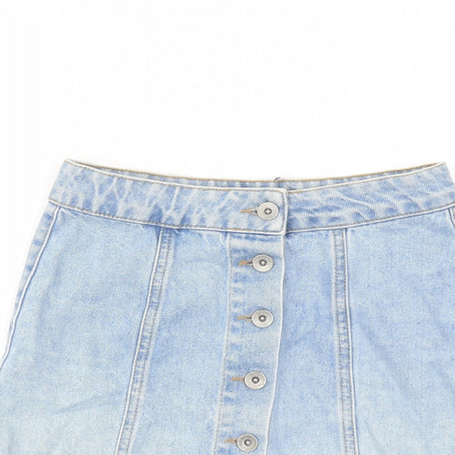 New Lok Girls Blue Cotton A-Line Skirt Size 12 Years Regular Button