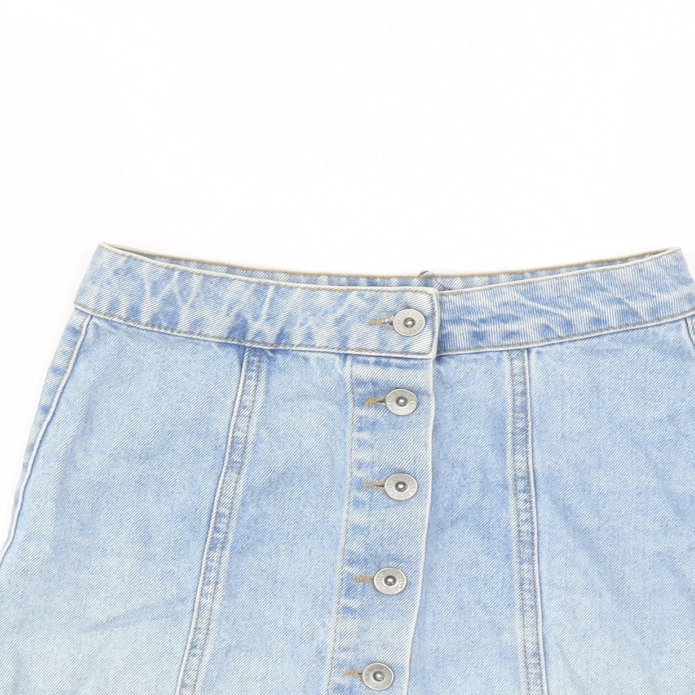 New Lok Girls Blue Cotton A-Line Skirt Size 12 Years Regular Button