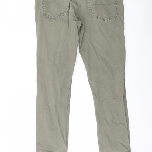 Marks and Spencer Mens Green Cotton Straight Jeans Size 32 in L29 in Slim Button