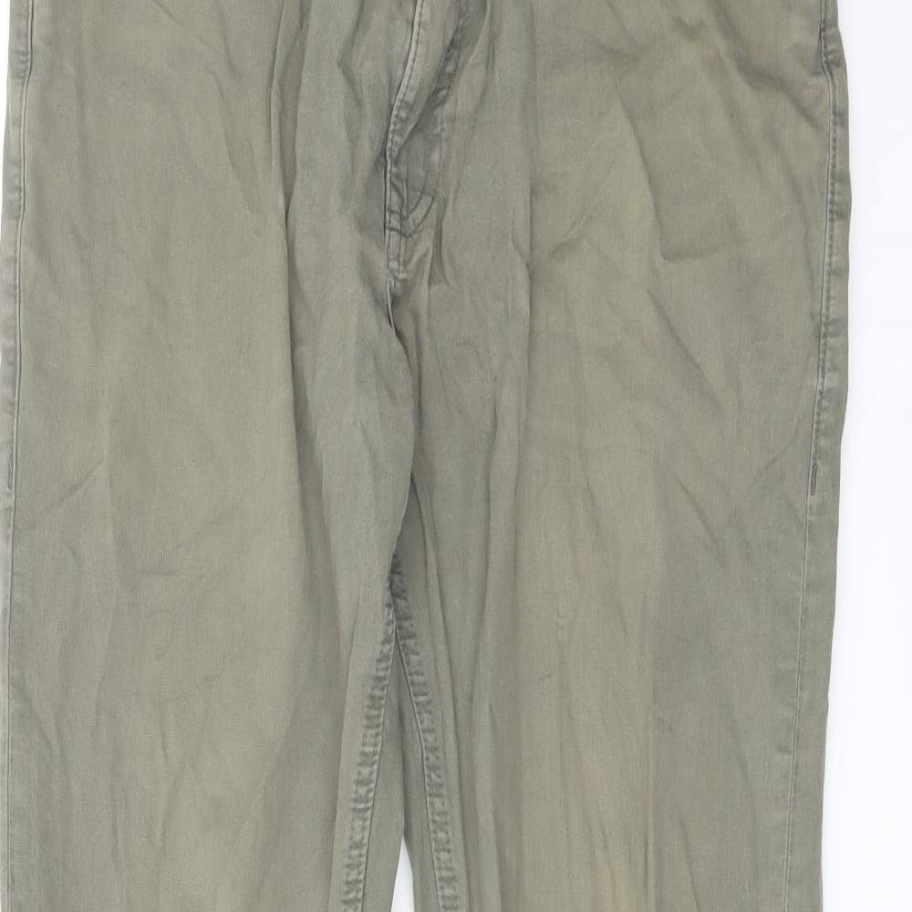 Marks and Spencer Mens Green Cotton Straight Jeans Size 32 in L29 in Slim Button