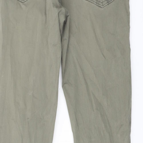 Marks and Spencer Mens Green Cotton Straight Jeans Size 32 in L29 in Slim Button