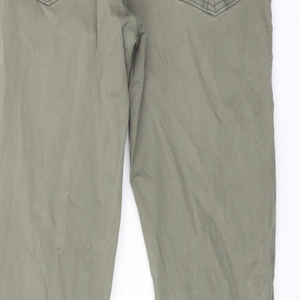 Marks and Spencer Mens Green Cotton Straight Jeans Size 32 in L29 in Slim Button