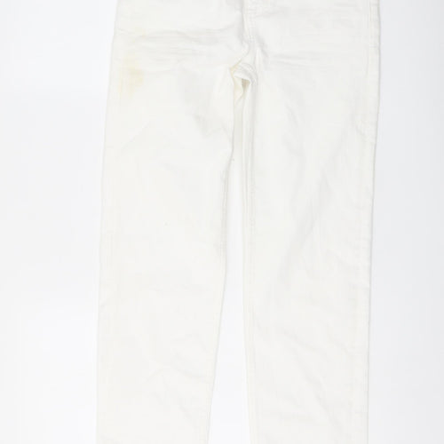 Marks and Spencer Womens Ivory Cotton Straight Jeans Size 10 L27 in Regular Button
