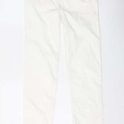 Marks and Spencer Womens Ivory Cotton Straight Jeans Size 10 L27 in Regular Button