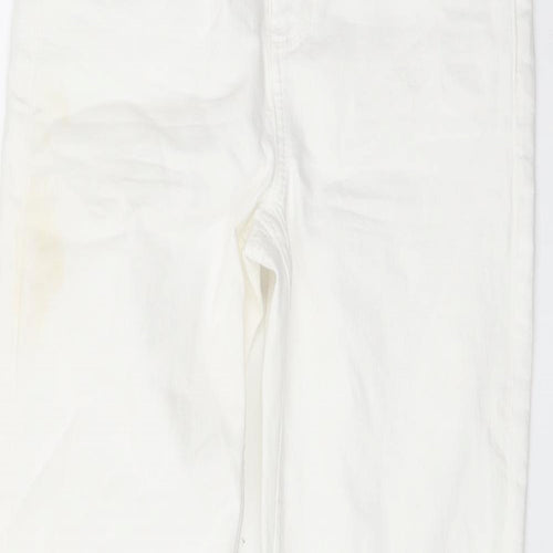 Marks and Spencer Womens Ivory Cotton Straight Jeans Size 10 L27 in Regular Button