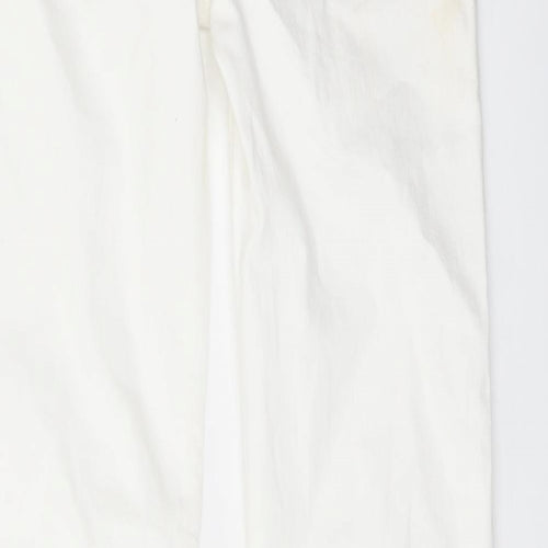 Marks and Spencer Womens Ivory Cotton Straight Jeans Size 10 L27 in Regular Button